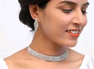 Sparkling Rhinestone Necklace &amp; Earring Set