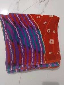 Vibrant Folded Saree with Abstract Print