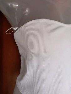 White Ruched Tube Top