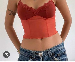 Sheer Lace Trim Cami Top