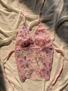Sparkling Floral y2k  Halter Top