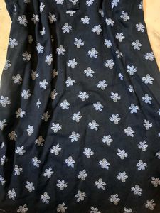 Navy Floral Print Button-Down Dress