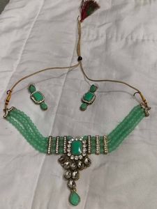 Elegant Green Stone Choker Necklace Set