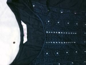 Elegant Navy Blue Kurta with Embellishments