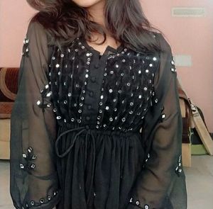 Stunning Black Embellished Kurta