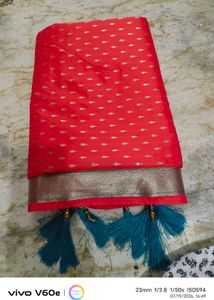 Stunning Red Banarasi Silk Saree