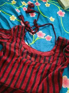 Red/maroon and Black Striped Maxi Dress