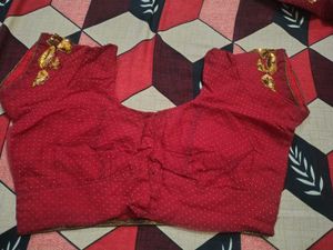 Embroidered Red Saree with Sequins