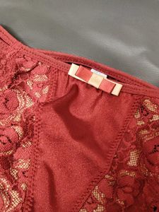 Red Lace Trim Bikini Briefs