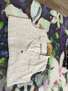 Linen blend blazer top