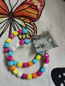 Colorful Beaded Hoop Earrings