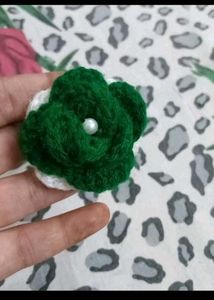 Handmade Knitted Floral Hair Clip