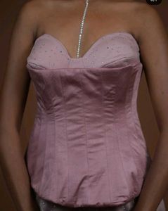 Stylish Pink Corset Top &amp; Sheer skirt Set