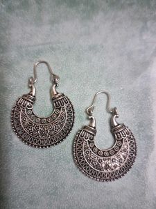 Oxidized Silver Jhumka Earrings