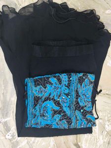 Embellished Blue &amp; Black Blouse and skirt