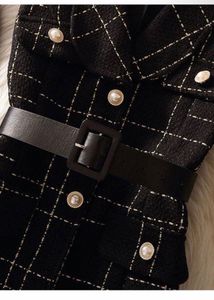 Chic Plaid Dress with Belt ( 3 peice dres