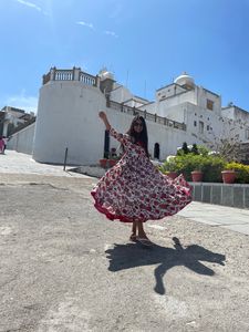 Angrakha Full Flare Floral Dress