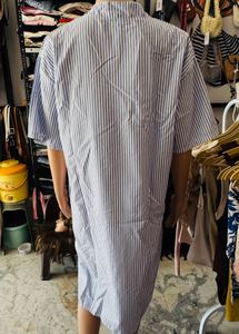 Striped Button-Up Shirt Dress