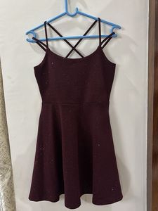 Sparkly Maroon Fit and Flare Dress