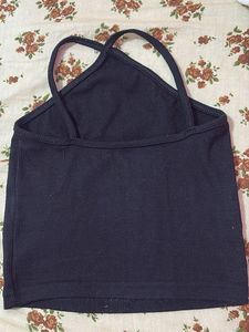 Ribbed Black Crop Tank Top