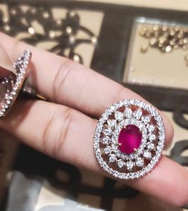 Ruby &amp; Diamond Halo Earrings