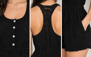 Chic Black Lace Back Romper