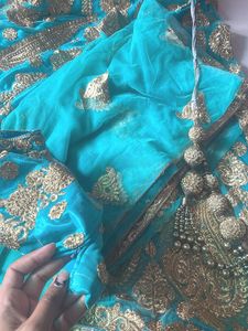 Stunning Blue &amp; Gold Lehenga Choli