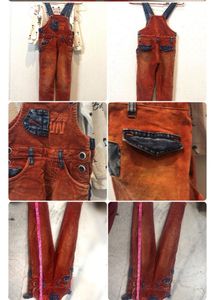 Cute Orange Corduroy Overalls Set