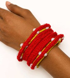 Handmade Red &amp; Yellow Bangle Set