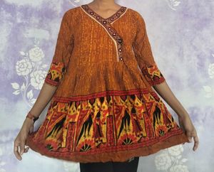 Stylish Angrakha kurti with kutchi work