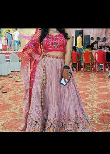 Stunning Pink Embroidered Lehenga Choli
