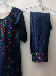 stitched suit plazo pant Navy Blue Embroidered sui