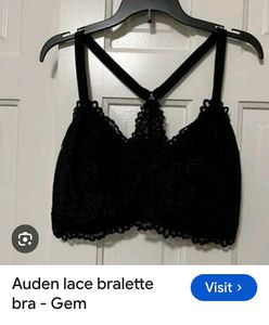 auden Black Lace Halter Bra