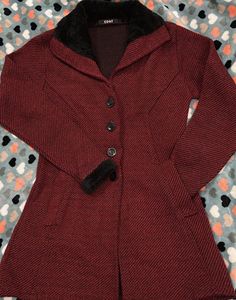 Burgundy Fur Trim Coat