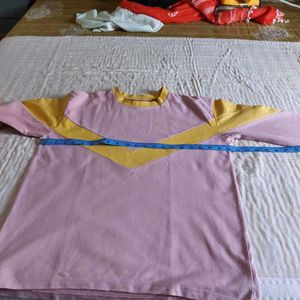Pink and Yellow V-Neck T-Shirt