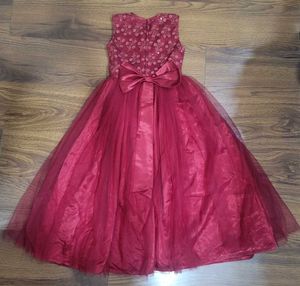 Elegant Burgundy Girls' Dress