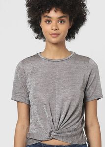 Grey Twisted Hem T-Shirt