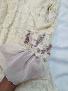 Milkmaid Lace Mini Dress with Long Sleeves
