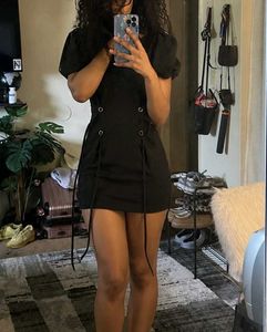 Black corset mini dress