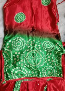 Green and Red colour chunri dress