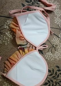 Pink Ruffled Bikini Top