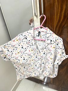 Fun Graphic Print Button-Down Shirt
