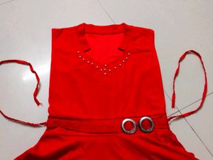 Red Sleeveless Midi Dress