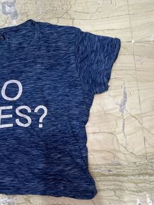 Blue Graphic T-Shirt "WHO CARES?"