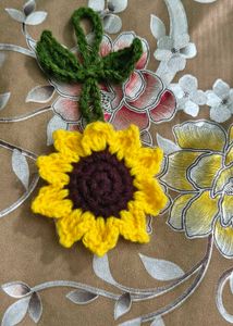 Handmade Crochet Sunflower Hair Clip