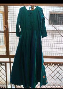 Embroidered Teal Long Gown