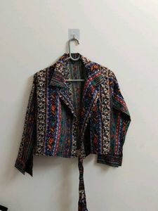 New boho Print Cropped Jacket