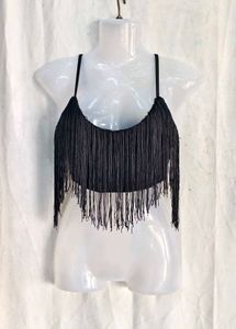 Black Fringe Crop Top