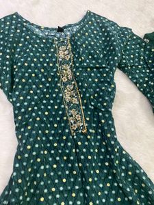 Dark Green Printed Kurti &amp; Pant Set