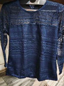 Elegant Blue Lace Top